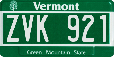 VT license plate ZVK921