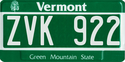 VT license plate ZVK922