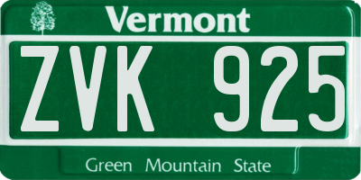 VT license plate ZVK925