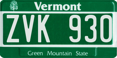 VT license plate ZVK930