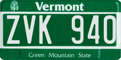 VT license plate ZVK940