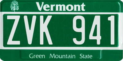 VT license plate ZVK941
