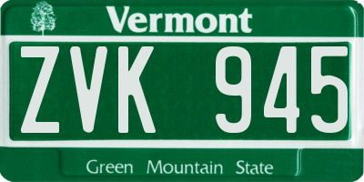 VT license plate ZVK945