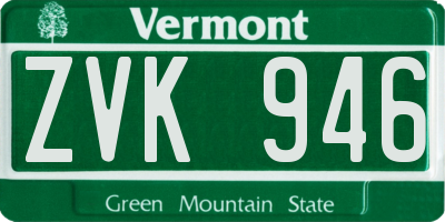 VT license plate ZVK946