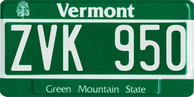 VT license plate ZVK950