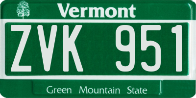 VT license plate ZVK951