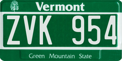 VT license plate ZVK954