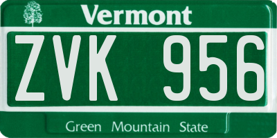 VT license plate ZVK956