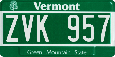 VT license plate ZVK957