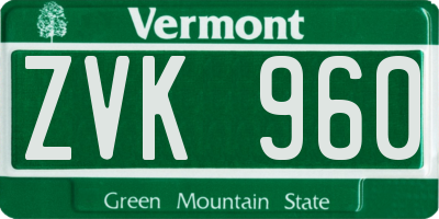 VT license plate ZVK960