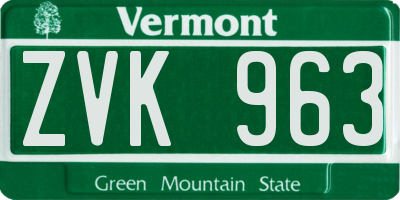 VT license plate ZVK963