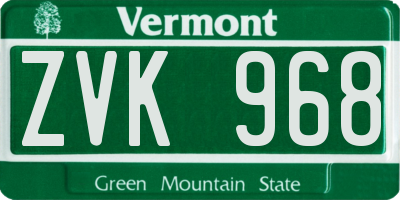 VT license plate ZVK968