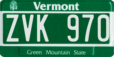 VT license plate ZVK970