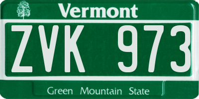 VT license plate ZVK973