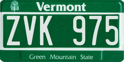 VT license plate ZVK975
