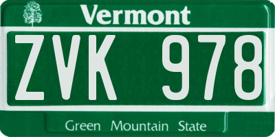 VT license plate ZVK978