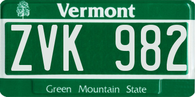 VT license plate ZVK982