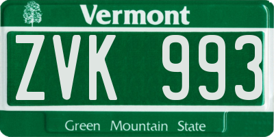 VT license plate ZVK993