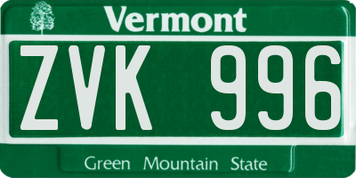VT license plate ZVK996