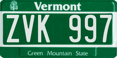 VT license plate ZVK997