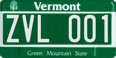 VT license plate ZVL001