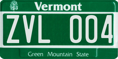 VT license plate ZVL004