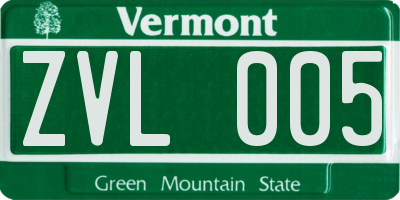 VT license plate ZVL005