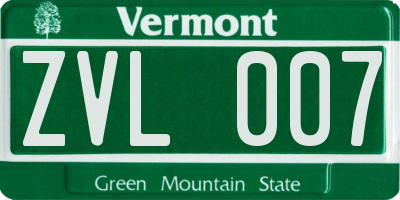 VT license plate ZVL007