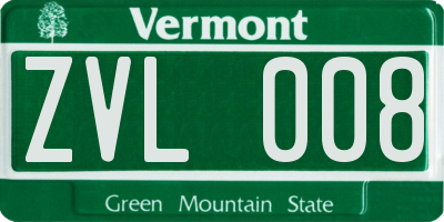 VT license plate ZVL008