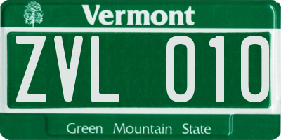 VT license plate ZVL010