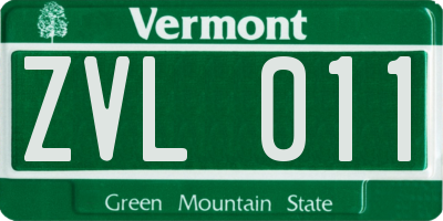 VT license plate ZVL011
