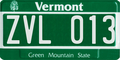 VT license plate ZVL013