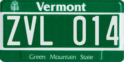 VT license plate ZVL014