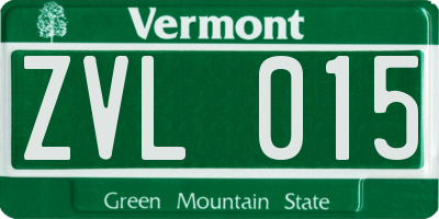 VT license plate ZVL015