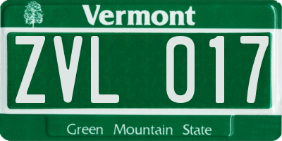 VT license plate ZVL017