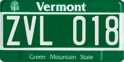 VT license plate ZVL018