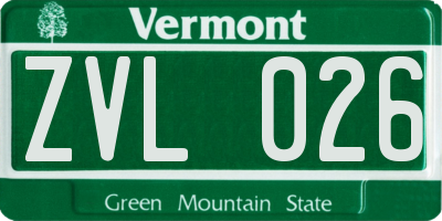 VT license plate ZVL026