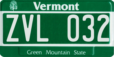 VT license plate ZVL032