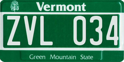 VT license plate ZVL034