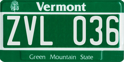 VT license plate ZVL036