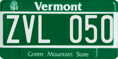VT license plate ZVL050