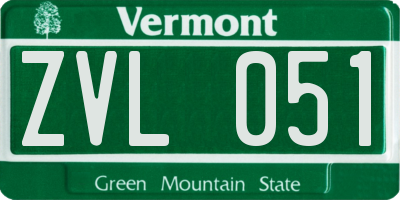 VT license plate ZVL051
