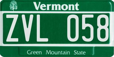 VT license plate ZVL058