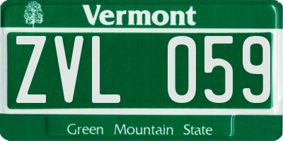VT license plate ZVL059