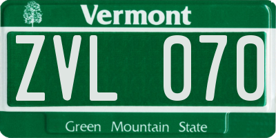 VT license plate ZVL070