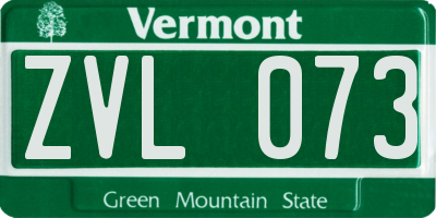 VT license plate ZVL073