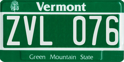 VT license plate ZVL076