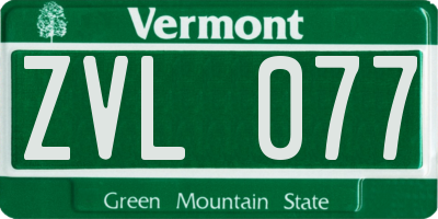 VT license plate ZVL077
