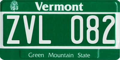 VT license plate ZVL082