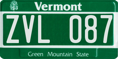 VT license plate ZVL087
